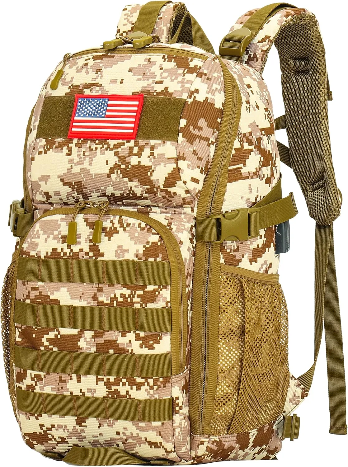 outdoor plus Camo Backpack,Military Boys Backpacks for School,Army Bookbag with USB Charging Port,30l/40L
