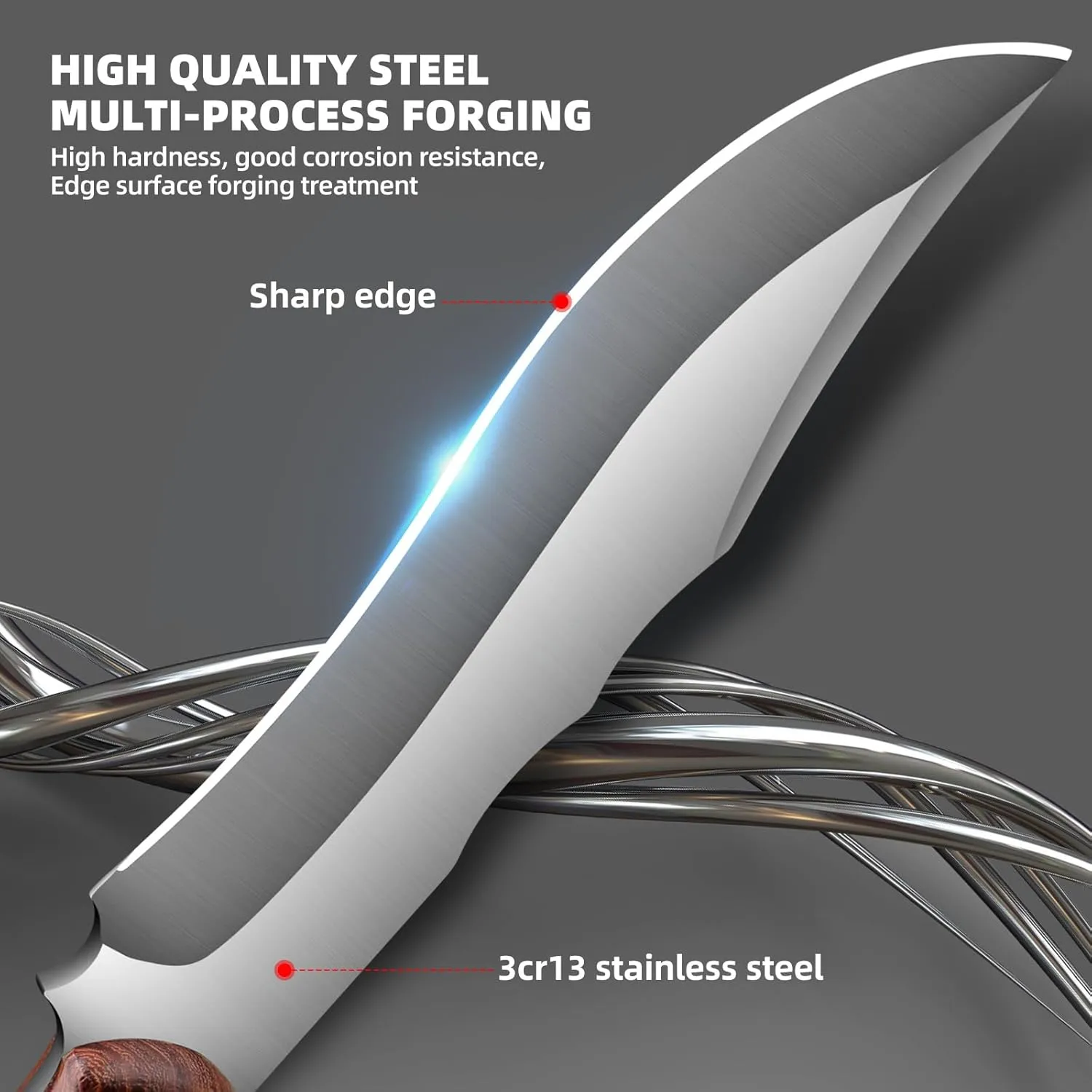Outdoor Short Machete with Sheath for Cutting Trees, for Yard Work and for urvival Machete Ideal for Gardening,Camping, Fishing, Hunting, Bushcraft