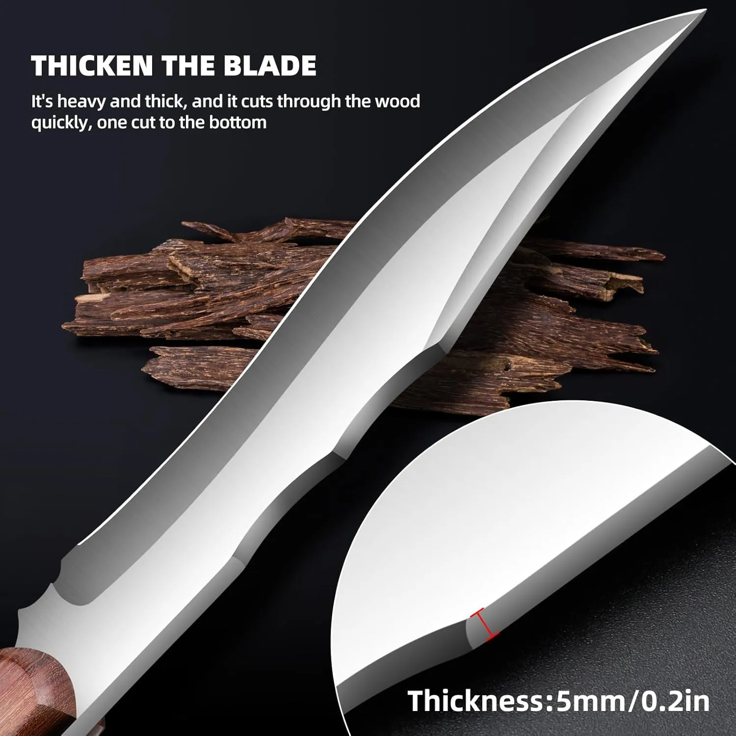 Outdoor Short Machete with Sheath for Cutting Trees, for Yard Work and for urvival Machete Ideal for Gardening,Camping, Fishing, Hunting, Bushcraft