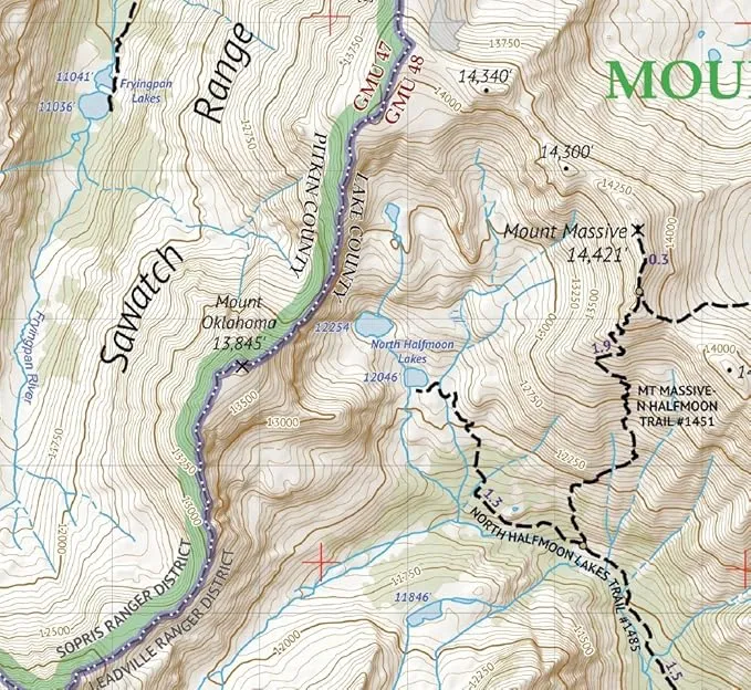 Outdoor Trail Maps LLC Hunter-Fryingpan/Mount Massive Wilderness - Colorado Topographic Hiking Map (2018)
