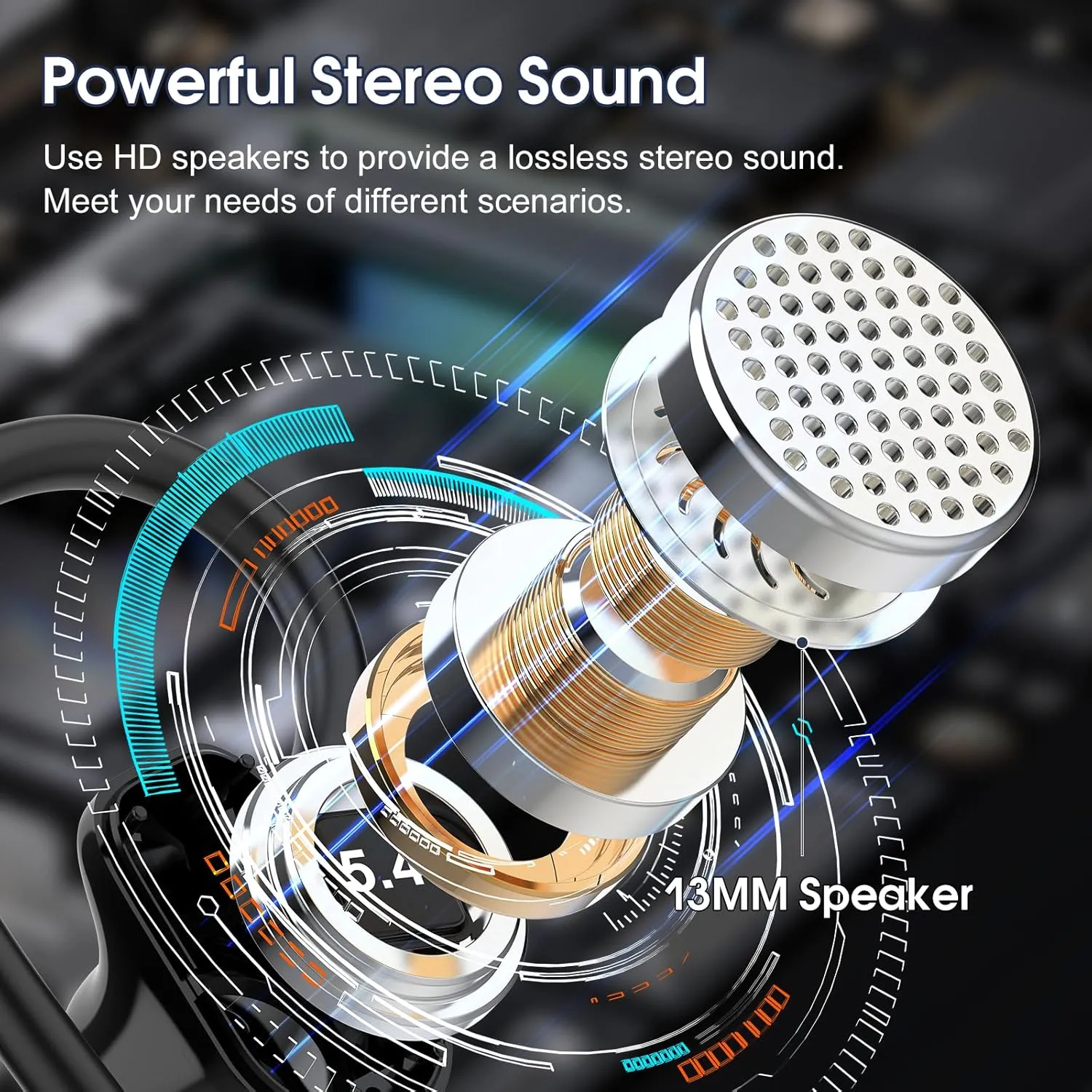 OYIB Wireless Earbuds Bluetooth 5.4 Headphones Sport, Stereo Deep Bass Bluetooth Earbuds with Earhooks, 50H Over Ear Bud with ENC Mic, IP7 Waterproof Wireless Earphone for Workout/Running, Deep Black