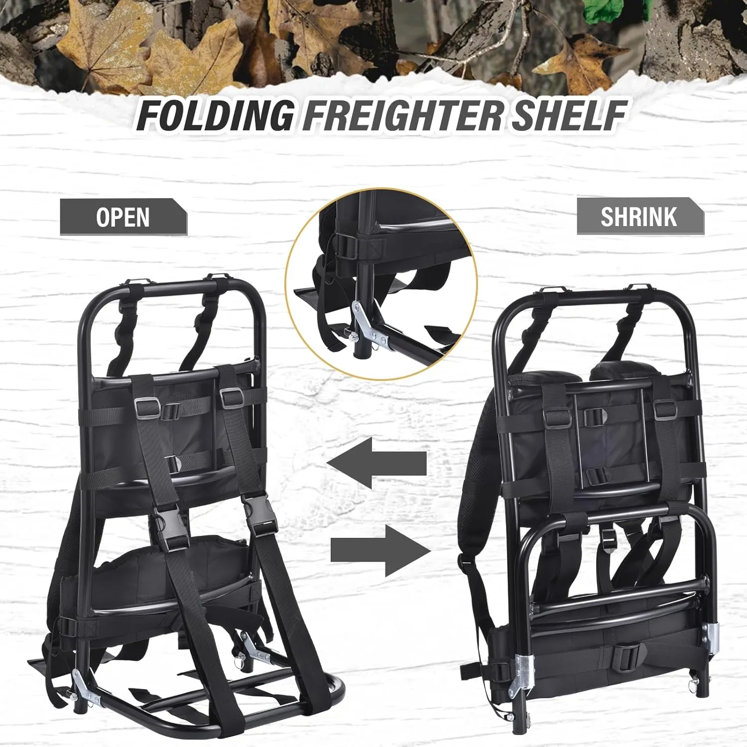 Pack Frames For Hunting, External Frame Backpack Load 132.3lb, External Frame Backpack With Adjustable Height For Extra Large Load Hunting Hiking Design