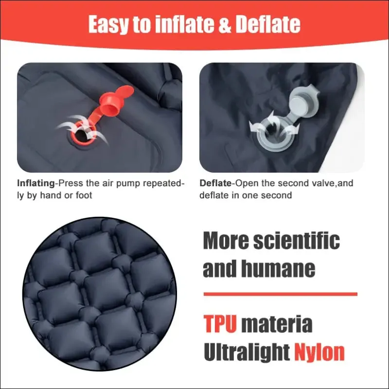 Pacoone ultralight inflatable air mat with built-in pump & pillows