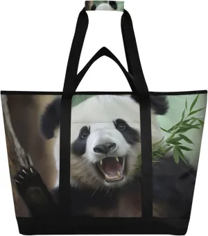 Panda Reusable Insulated Cooler Bag with Ice Pack Compartment - Large 47L Waterproof Thermal Grocery Tote for Picnic Beach Camping Lunch Storage