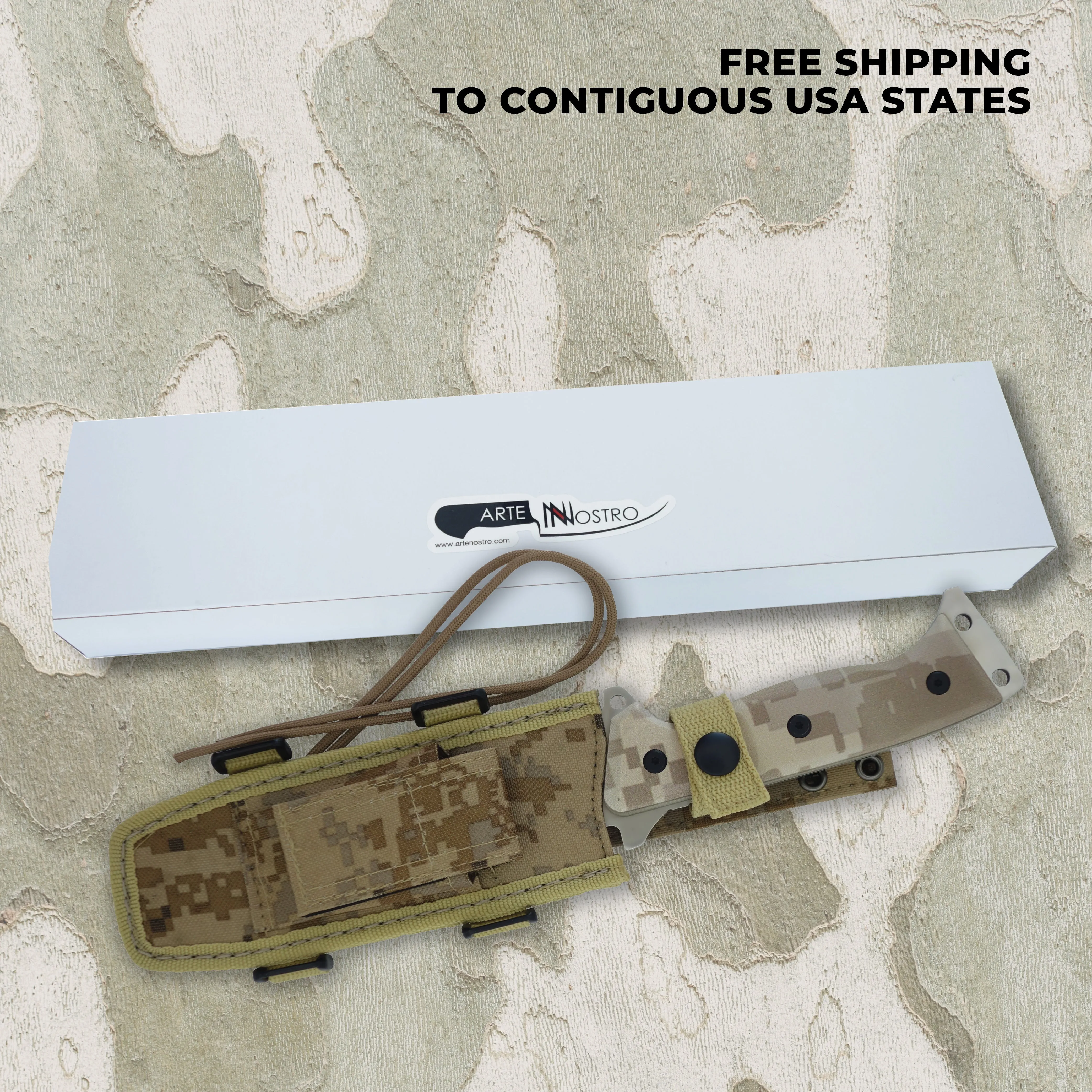 Panther Hunting/Tactical Knife - 6-" Blade - Green-Beige Micarta Handle - Day Forest Camo