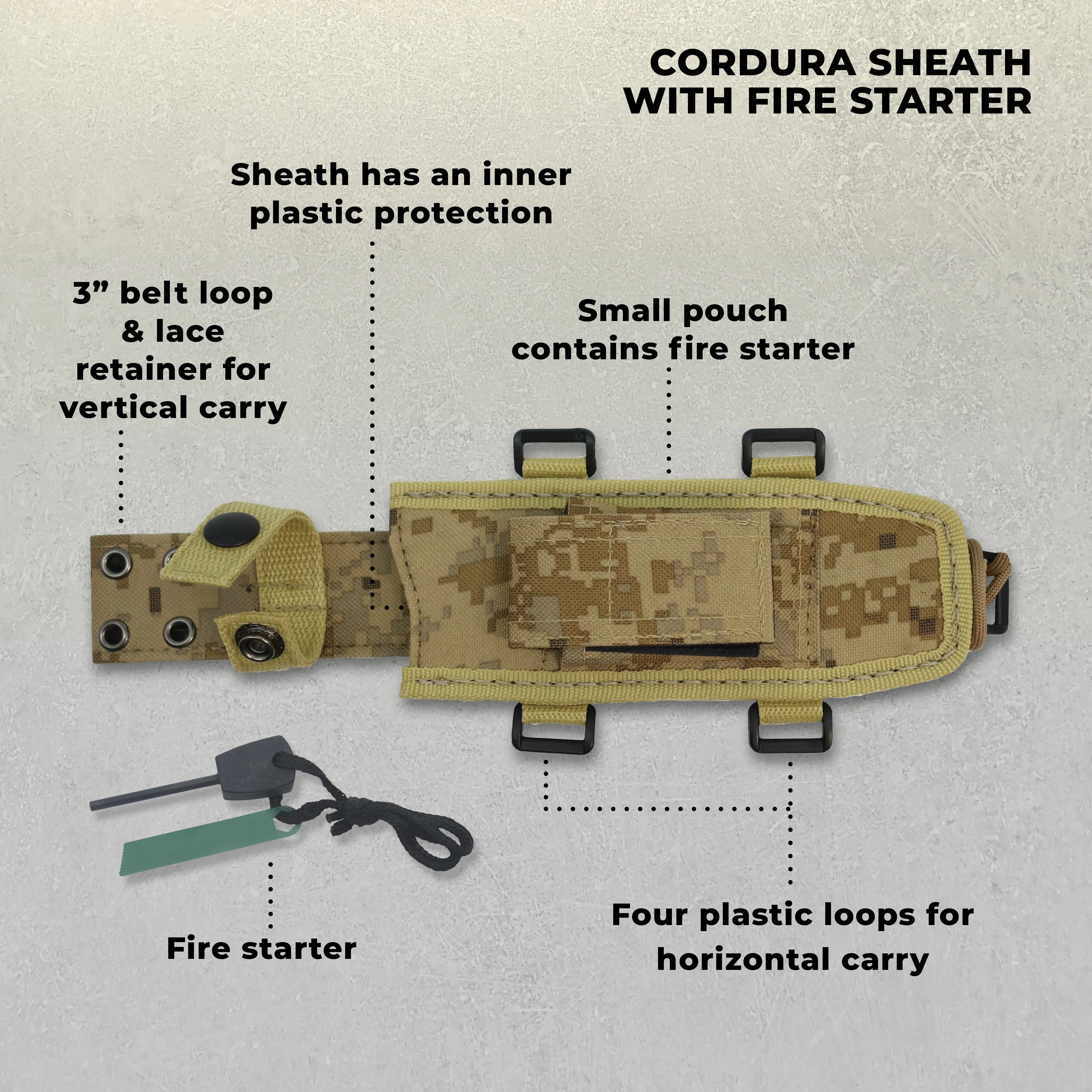 Panther Hunting/Tactical Knife - 6-" Blade - Green-Beige Micarta Handle - Day Forest Camo