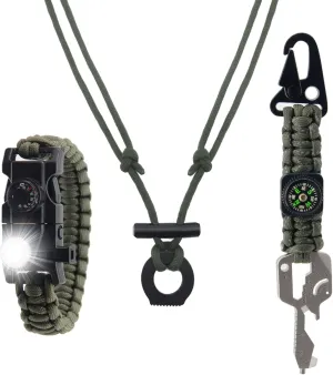 Paracord Survivor Set, Multipurpose Survival Tool with Paracord for Camping, Hunting & Outdoor Emergencies