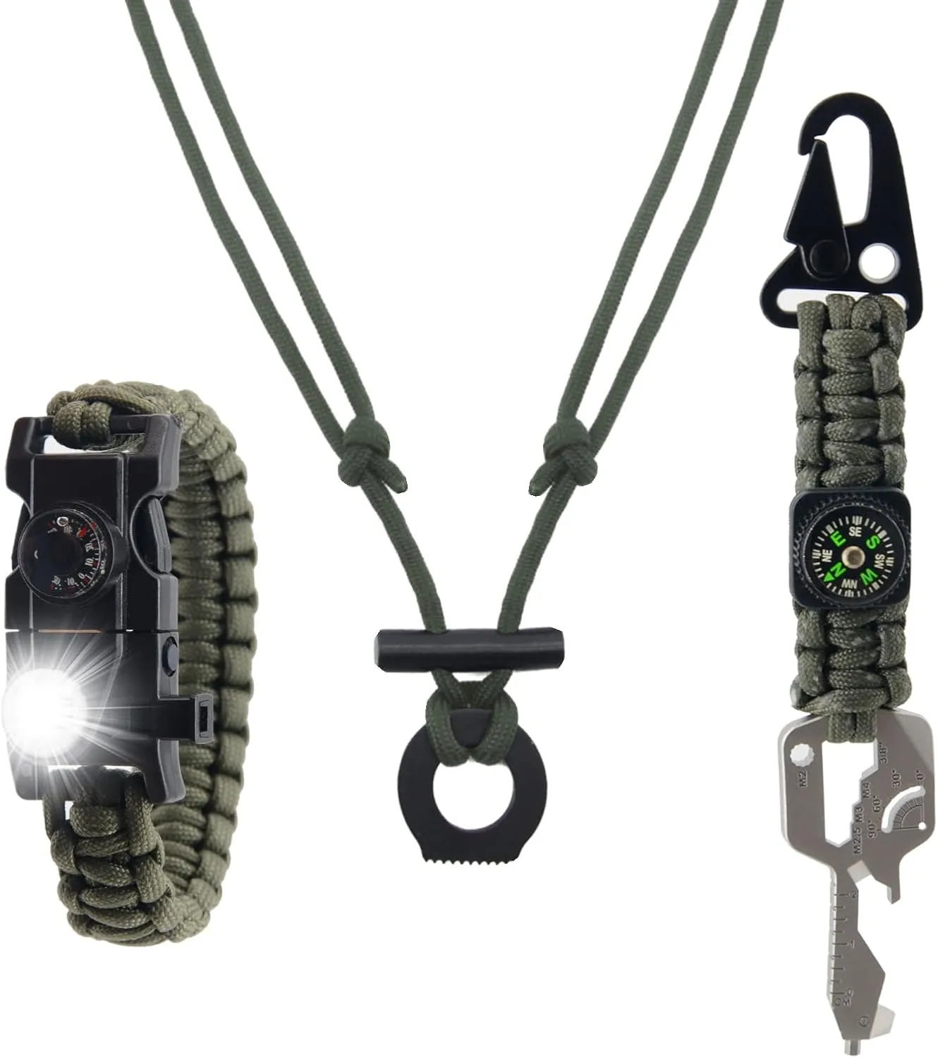 Paracord Survivor Set, Multipurpose Survival Tool with Paracord for Camping, Hunting & Outdoor Emergencies