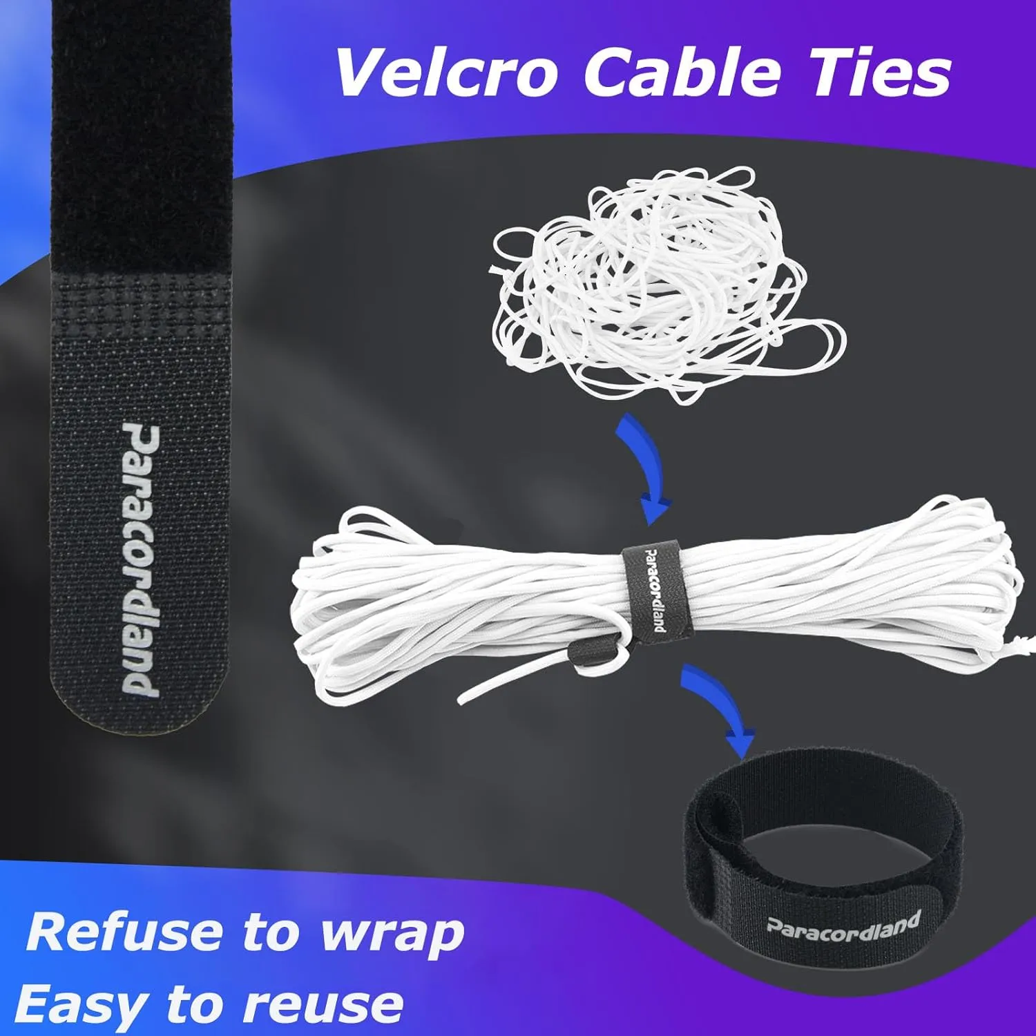 Paracordland-750LB Reflective Rope-100ft/500ft/1000ft- 9 Strand Parachute Spool Cord Heavy Duty String Ideal for Survival Gear Bracelet Camping Hikig Fishing-Reflective White