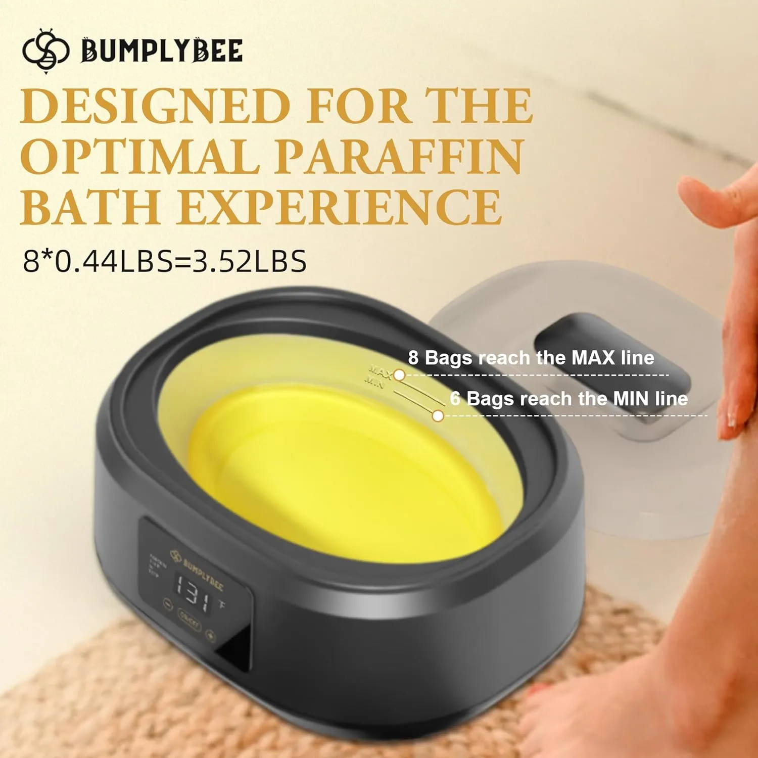 Paraffin Wax Machine for Hand and Feet - 3500ml Hot Wax Hand Wax Machine with 8 Pcs Ginger Paraffin Bath Wax, Foot Wax Paraffin Foot Care Kit, Hand Wax Machine, Moisturizing and Exfoliating