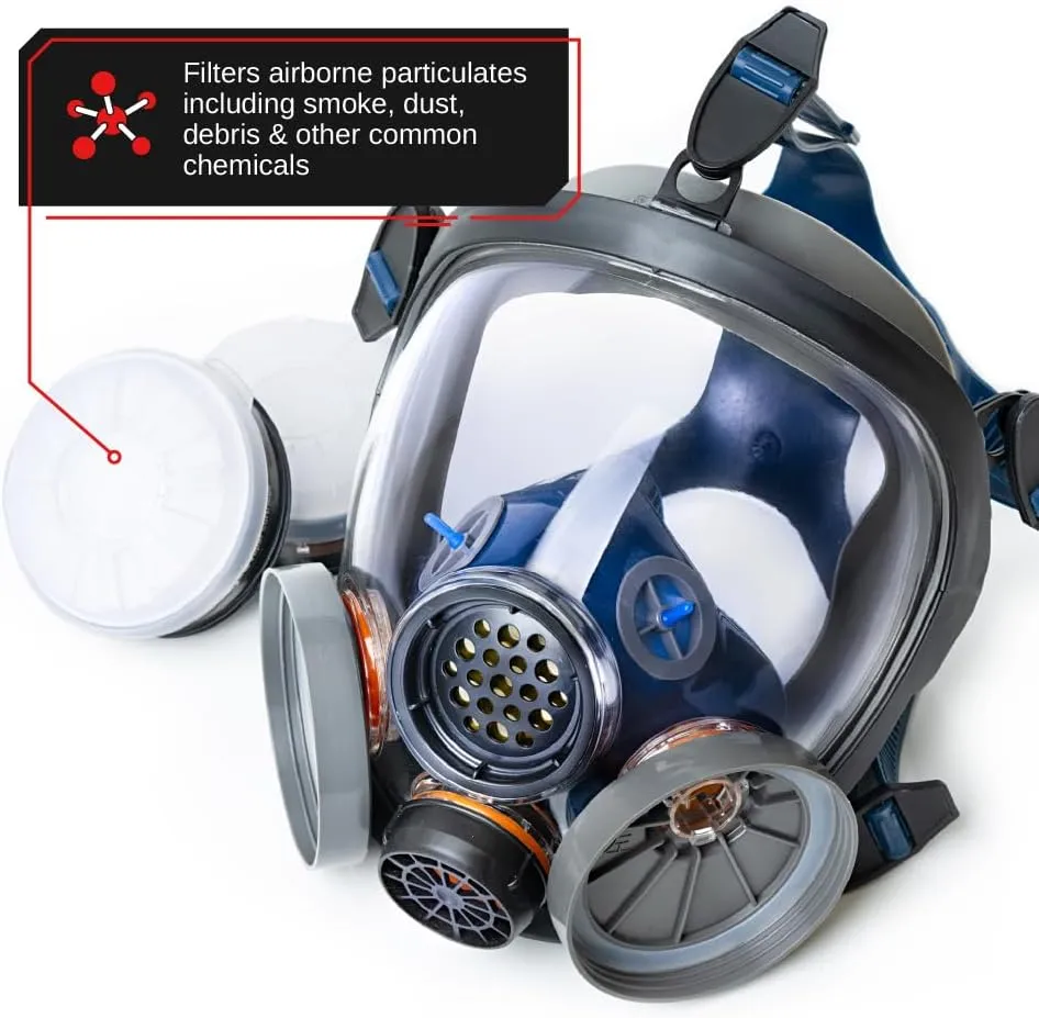 Parcil Distribution Gas Mask Survival Nuclear and Chemical Full Face Respirator - Organic Vapor & Particulate - CE Tested