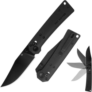Pathwright Folding Knife,3.34" Swedish 14C28N Blade, Sharp Crossbar Lock Knife,Ultra-Grip G10 Handle,Sharp Camping Survival Hiking Knives,Deep Carry Pocket Clip for EDC Men Women (Black)