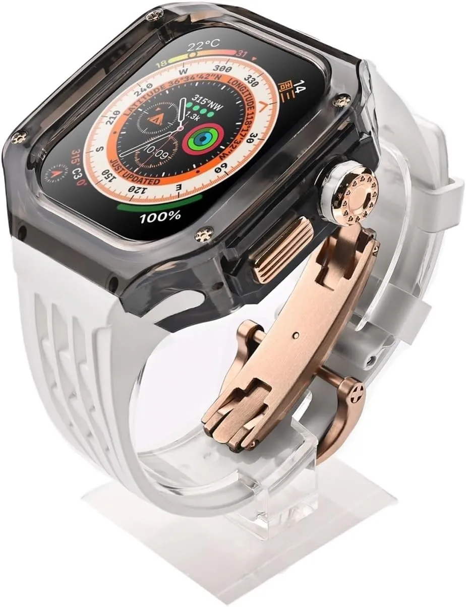 PC Material Ultra 49MM Glacier Modification Kit，For Apple Watch Band Ultra 8 49mm Luxury Transparent Mod Kit