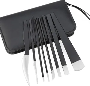 Pedicure Knife Kit, 8pcs Black Foot Dead Callus Remover Stainless Set, Professional Ingrown Toenail Steel Tools, Feet Skin Care Nail File Tool Manicure Clippers Cuticle Scraper Toe Shaver