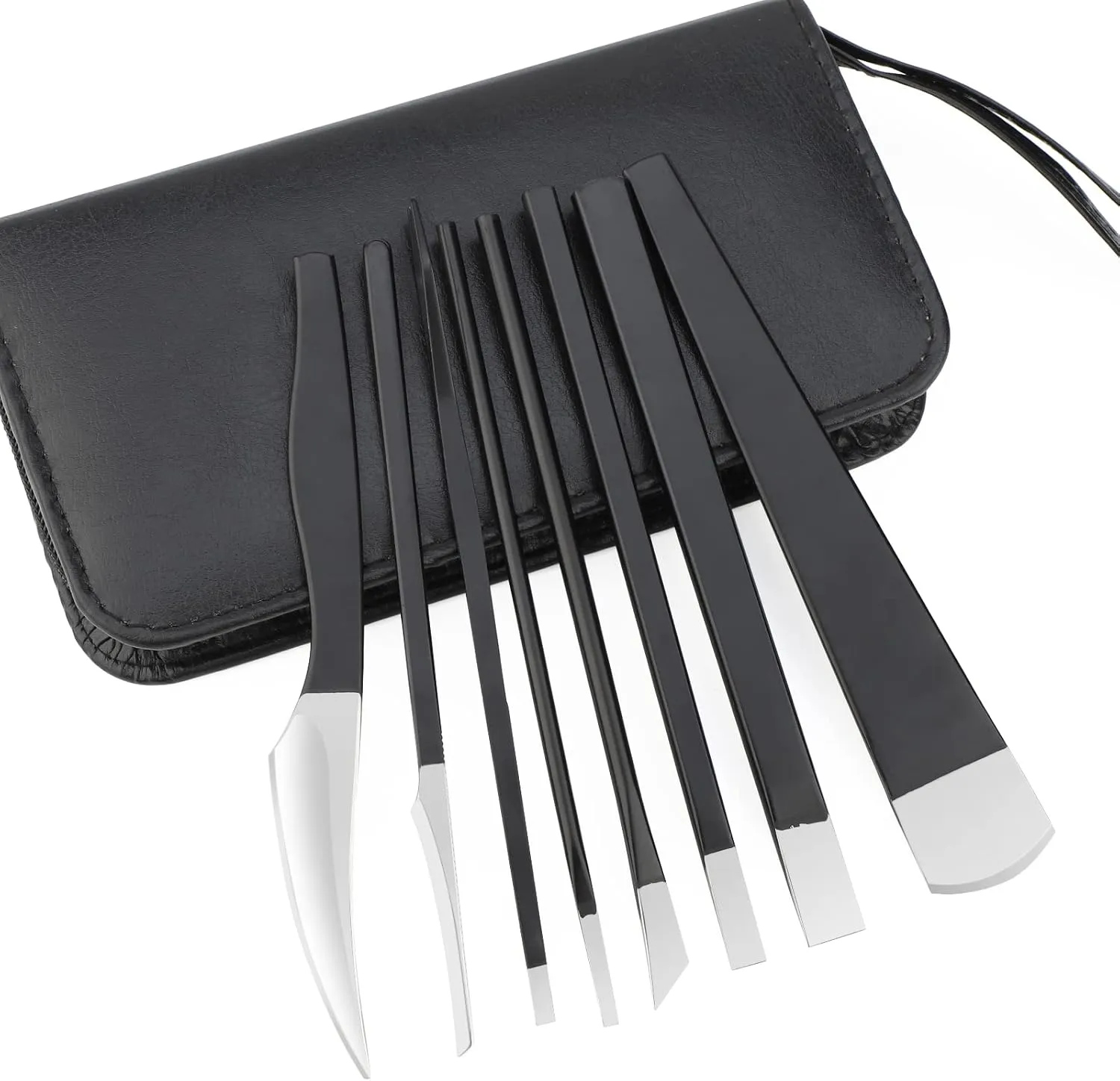Pedicure Knife Kit, 8pcs Black Foot Dead Callus Remover Stainless Set, Professional Ingrown Toenail Steel Tools, Feet Skin Care Nail File Tool Manicure Clippers Cuticle Scraper Toe Shaver