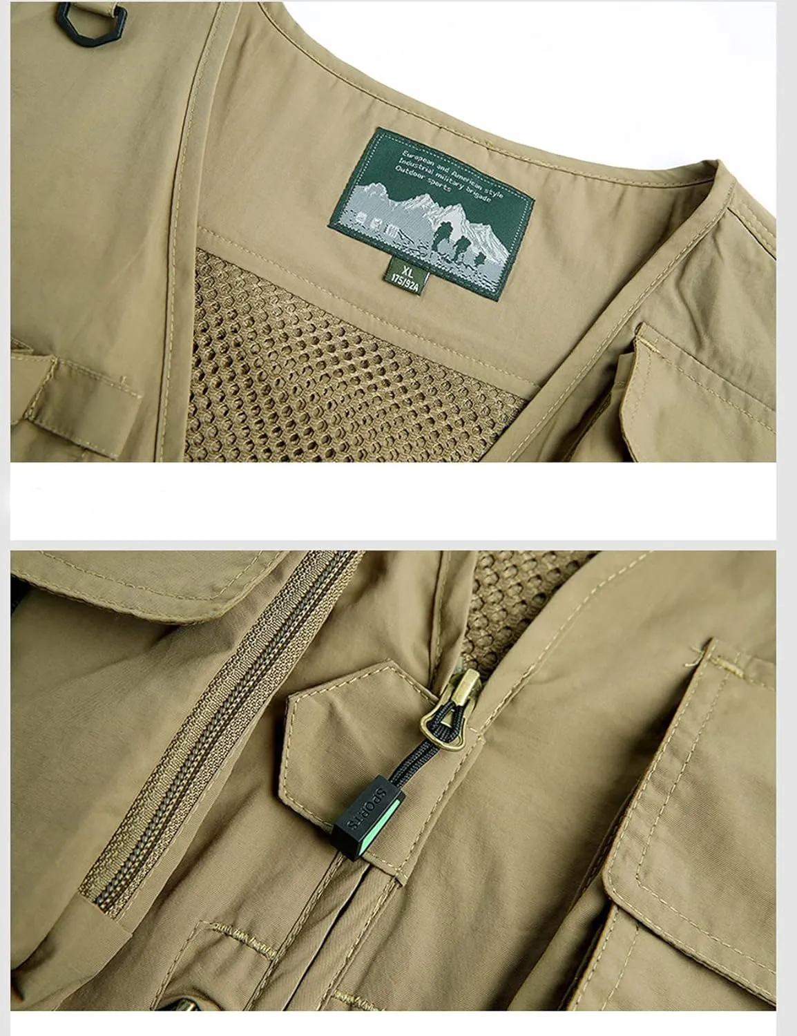 Perbai Men's Black Utility Fishing Vest Outdoor Summer Lightweight Work Photo Safari Cargo Vest