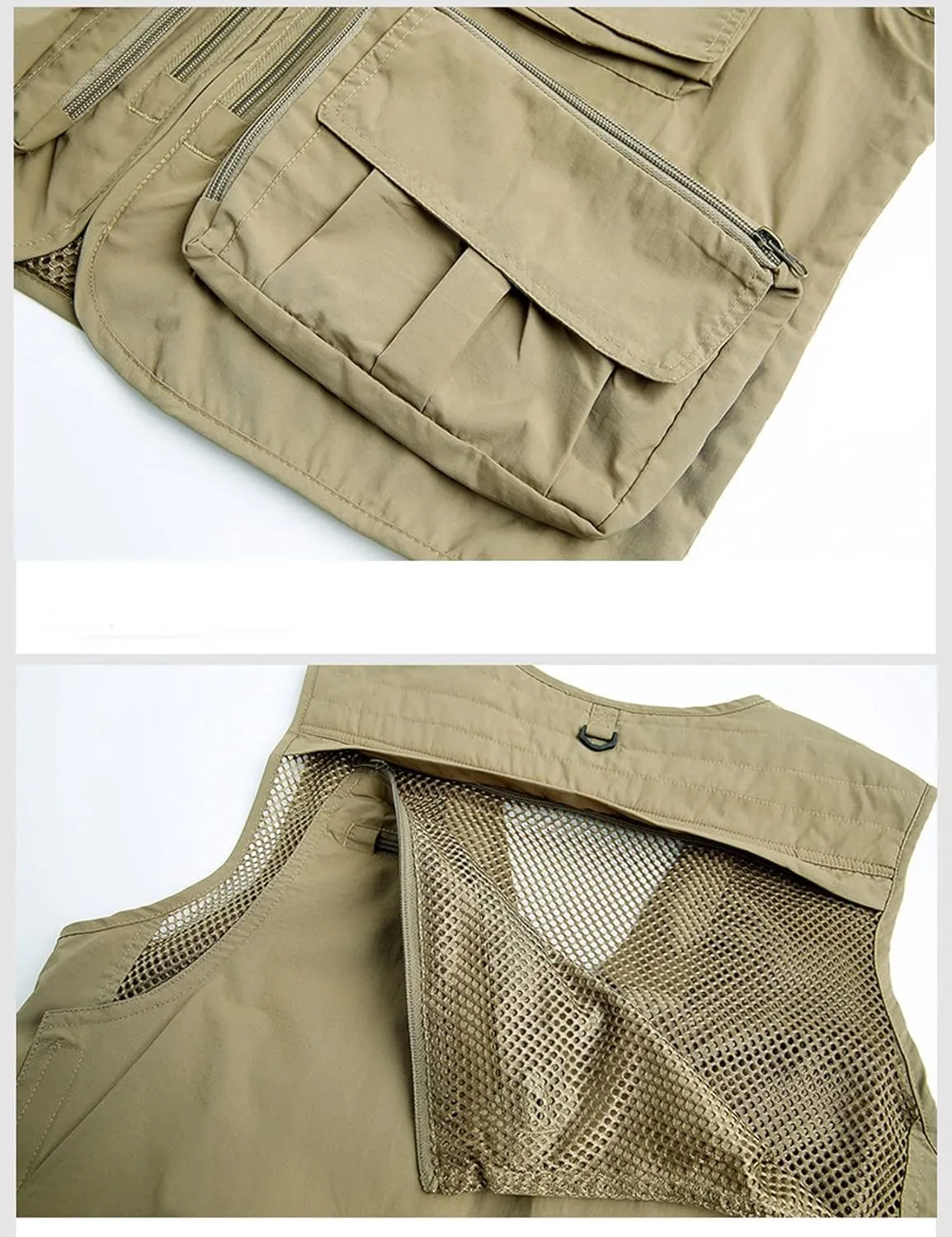 Perbai Men's Black Utility Fishing Vest Outdoor Summer Lightweight Work Photo Safari Cargo Vest