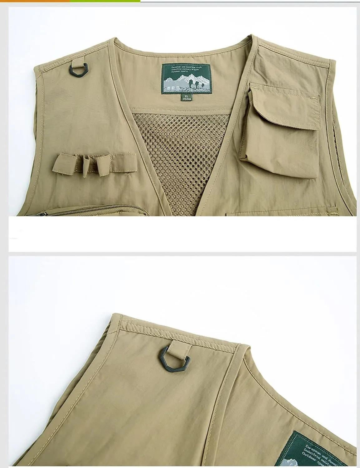 Perbai Men's Black Utility Fishing Vest Outdoor Summer Lightweight Work Photo Safari Cargo Vest