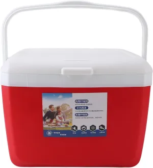 PerGar Insulated Portable Cooler, Picnic Cooler Lunch Box, Mini Beach Cooler Soft Lunch Bag Box, Outdoor Hard Cooler with Handles for Beach, Camping, Tailgating, Sports, 13L (Red)