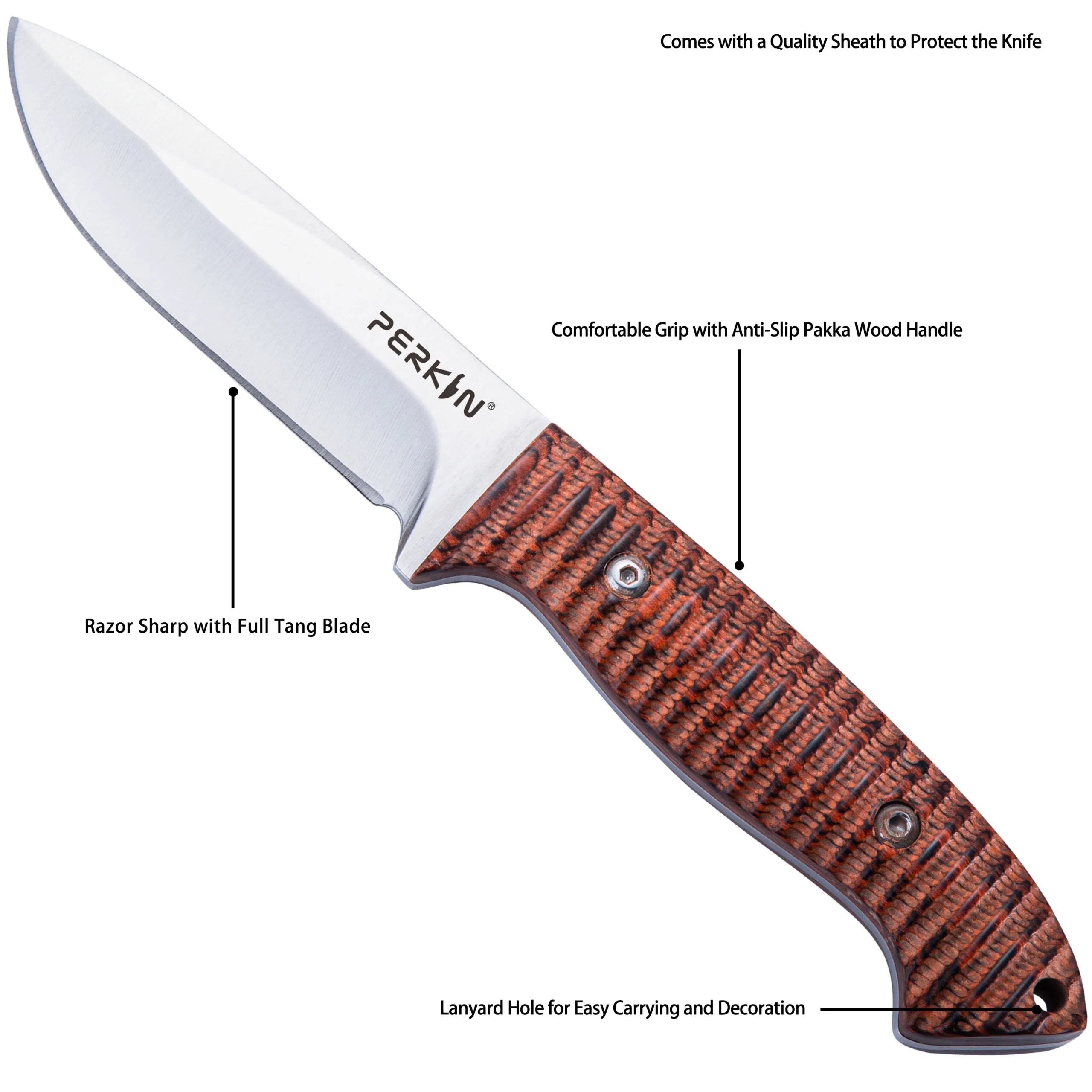 Perkin Fixed Blade Hunting Knife Bushcraft Knife Survival Knife Full tang Knife PSL2014