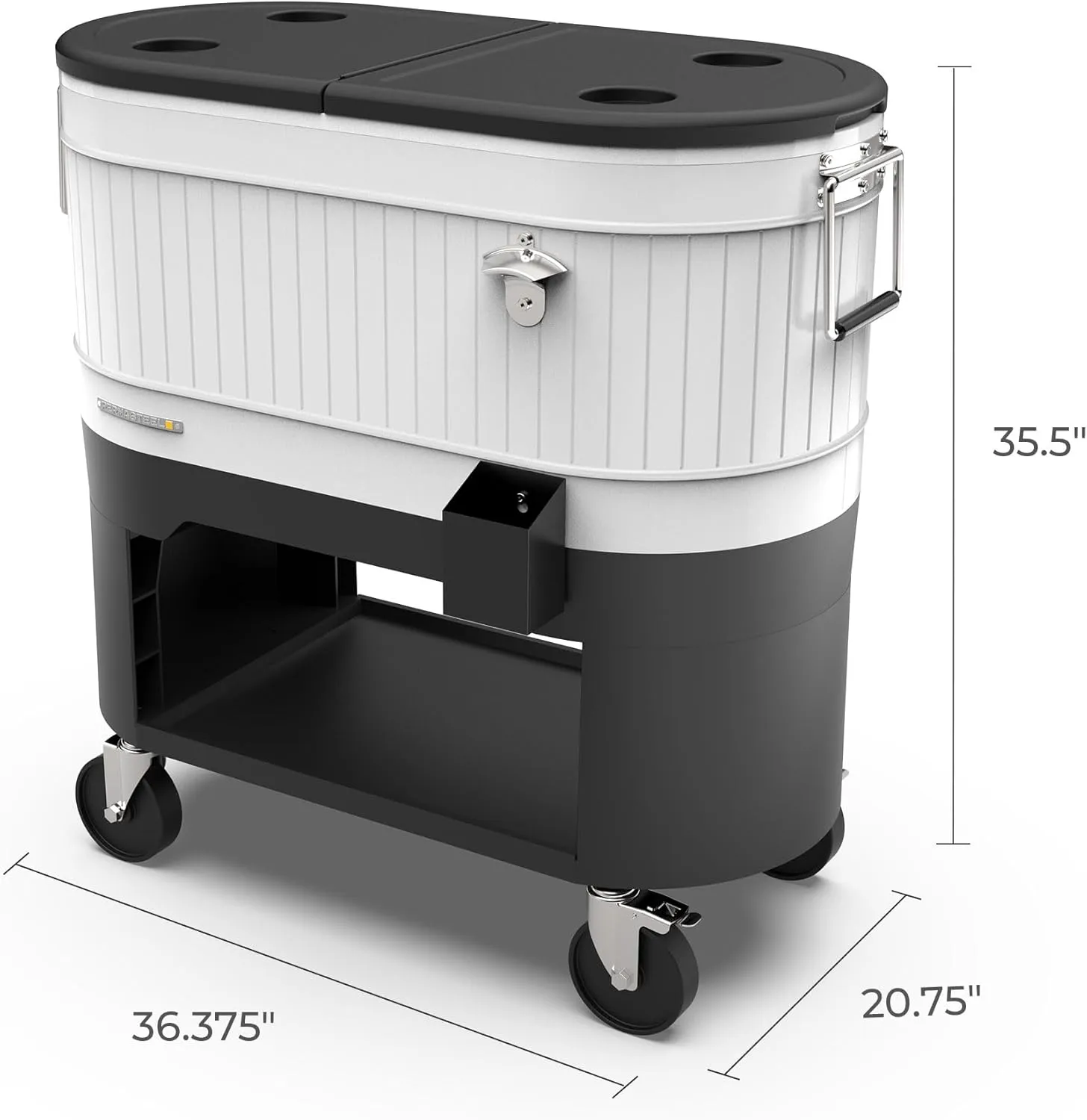 Permasteel 120-Qt Rolling Ice Chest, Portable Patio Party Bar Drink Cooler Cart with Wheels, Drink Dividers - Perfect for Outdoor or Indoor Entertaining, and Parties, White