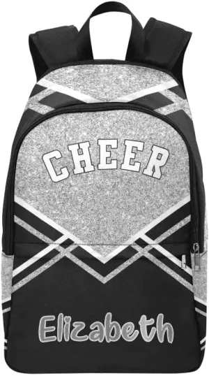 Personalized Cheerleader Grey Print Backpack with Name Custom Travel Daypack Bag for Man Woman Gifts