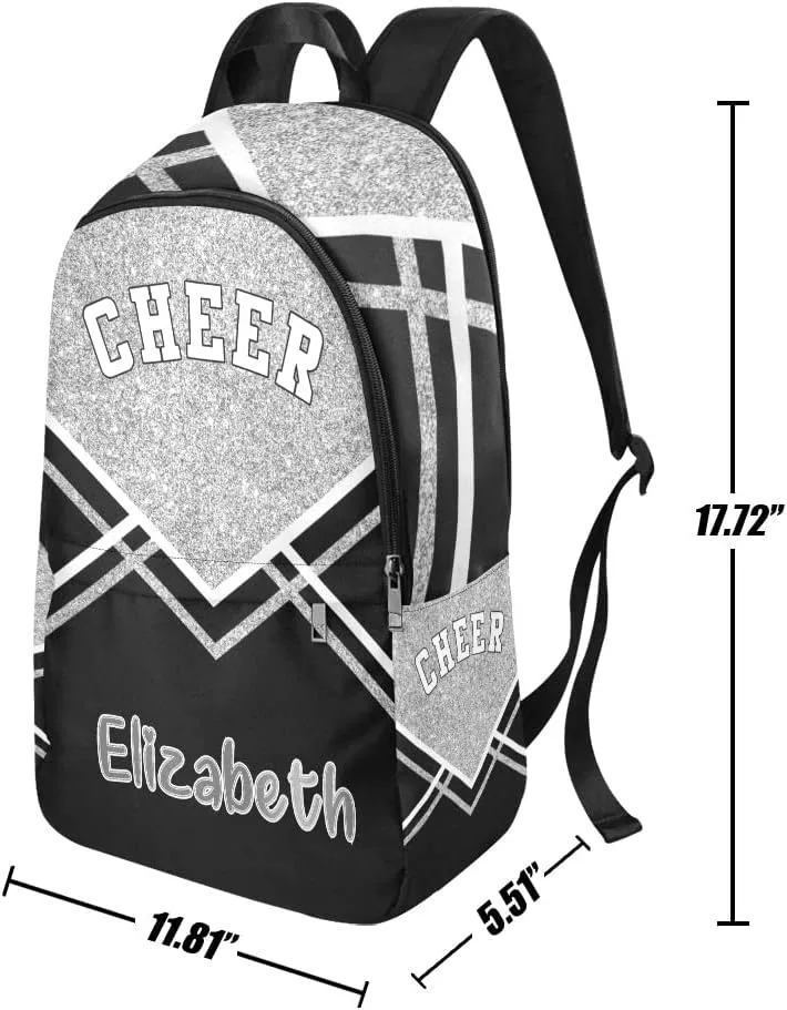 Personalized Cheerleader Grey Print Backpack with Name Custom Travel Daypack Bag for Man Woman Gifts