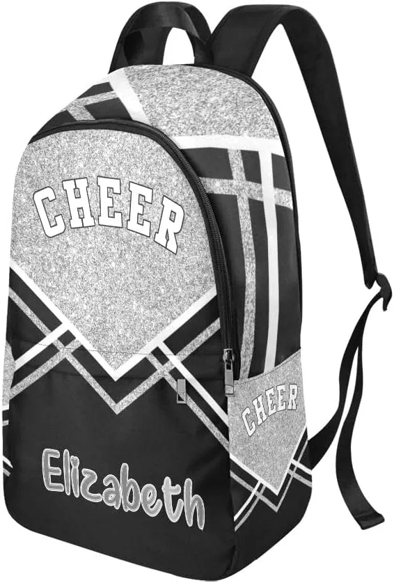 Personalized Cheerleader Grey Print Backpack with Name Custom Travel Daypack Bag for Man Woman Gifts
