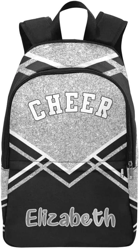 Personalized Cheerleader Grey Print Backpack with Name Custom Travel Daypack Bag for Man Woman Gifts