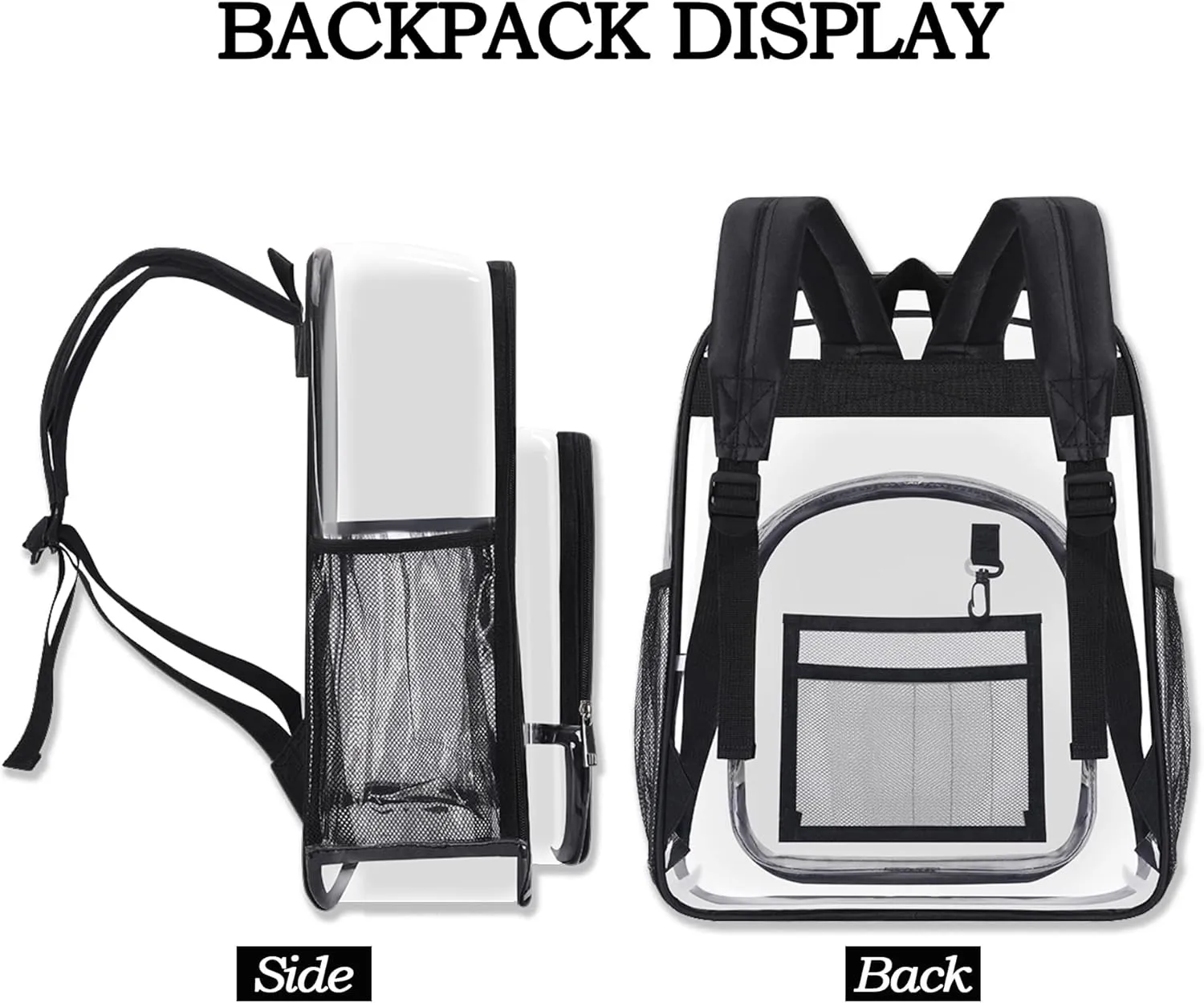 Personalized Clear Backpack Customized Name Cute Clear Bookbag Heavy Duty See Through Transparent Backpack Pink/Black/Gray