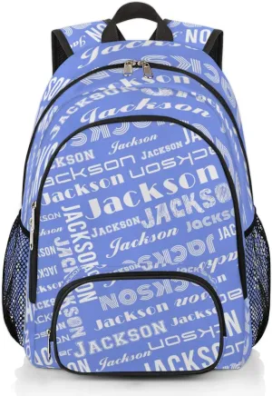 Personalized Daypack with Name Text, Lightweight Custom Backpack Carry On Bag for Travel, Business Trip, Picnic, Lake Blue