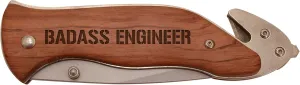 Personalized Gifts for Engineer Badass Engineer Laser Engraved Stainless Steel Folding Survival Knife