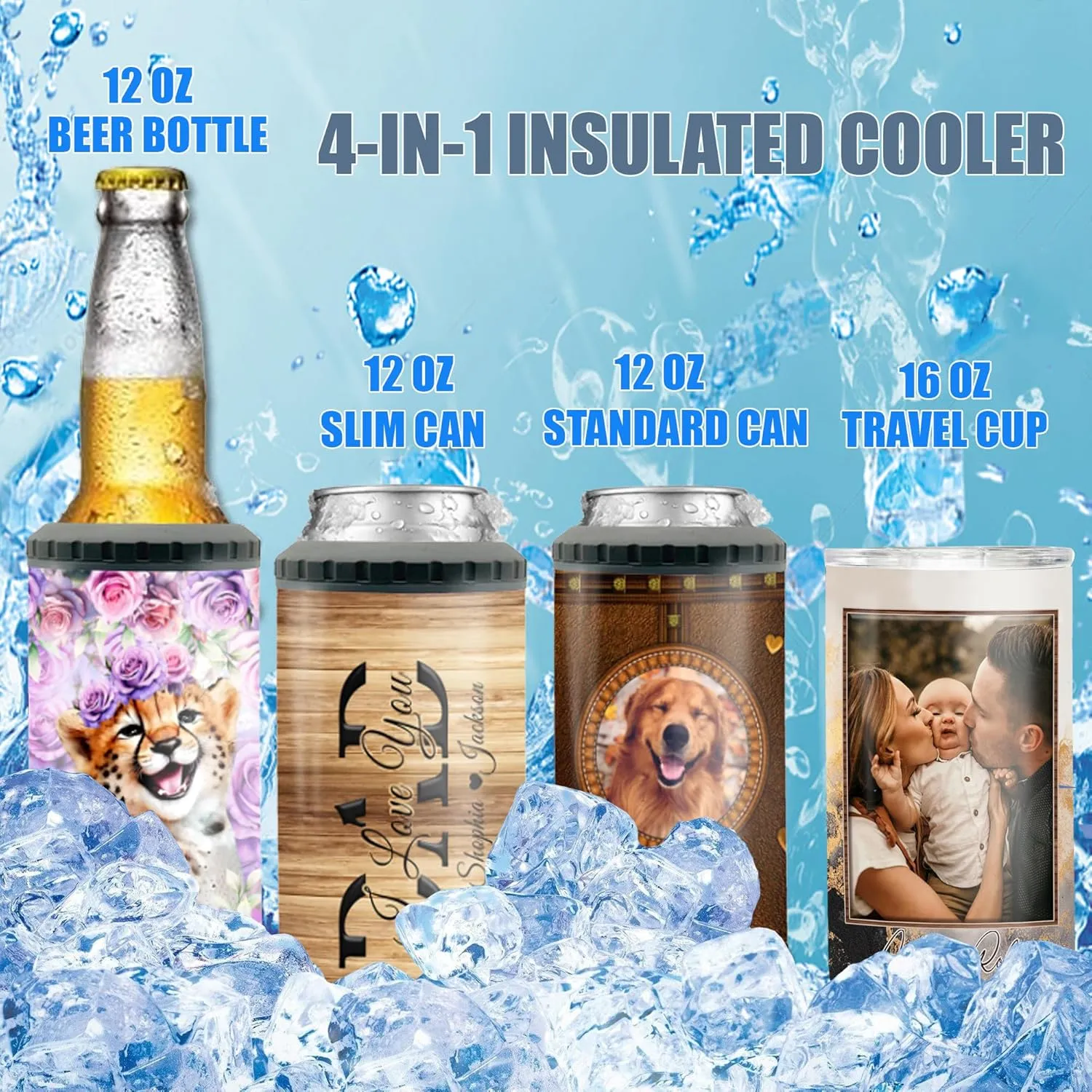 Personalized Purple Butterfly Can Cooler 4-in-1 Insulated 16oz Tumbler With Lid For Girls Mom Women Butterflies Lovers Mothers Day Birthday Christmas Beer Holder Double Walled Cups Works All 12oz Cans