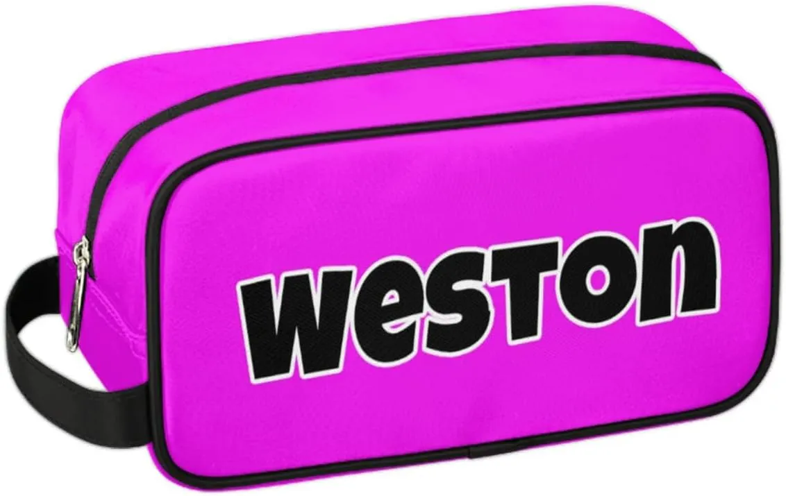 Personalized Toiletry Bag for Women Custom Name Waterproof Cosmetic Makeup Bag Shaving Bag for Men Bathroom Travel Storage Bags with Handle for Work, Bright Pink
