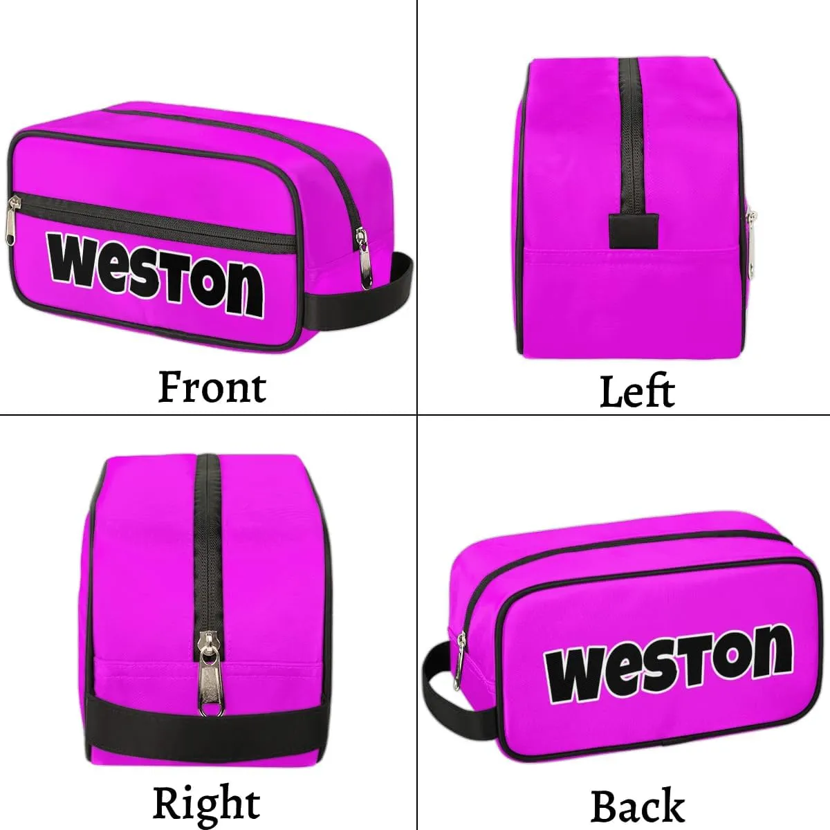 Personalized Toiletry Bag for Women Custom Name Waterproof Cosmetic Makeup Bag Shaving Bag for Men Bathroom Travel Storage Bags with Handle for Work, Bright Pink