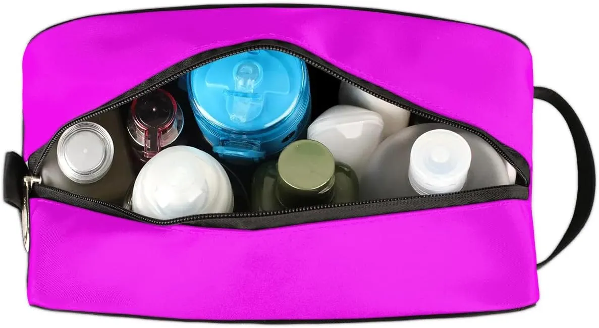 Personalized Toiletry Bag for Women Custom Name Waterproof Cosmetic Makeup Bag Shaving Bag for Men Bathroom Travel Storage Bags with Handle for Work, Bright Pink