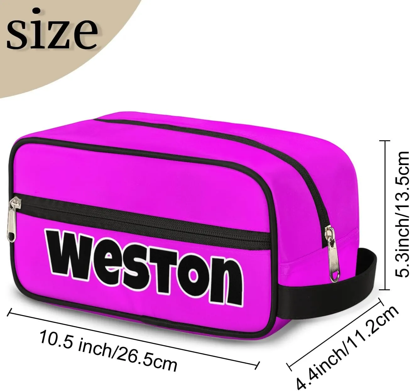 Personalized Toiletry Bag for Women Custom Name Waterproof Cosmetic Makeup Bag Shaving Bag for Men Bathroom Travel Storage Bags with Handle for Work, Bright Pink