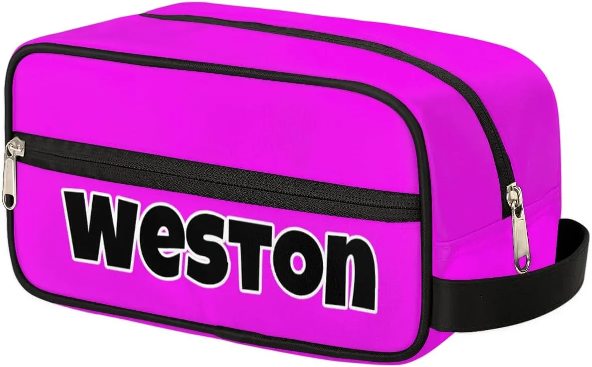 Personalized Toiletry Bag for Women Custom Name Waterproof Cosmetic Makeup Bag Shaving Bag for Men Bathroom Travel Storage Bags with Handle for Work, Bright Pink