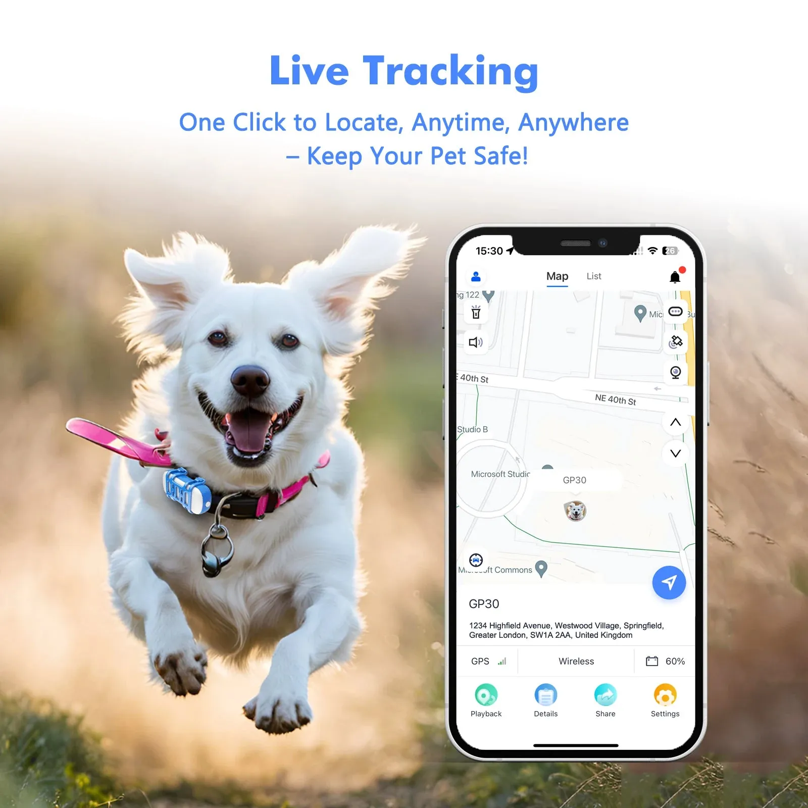 Pet GPS Tracker Waterproof Smart Locator