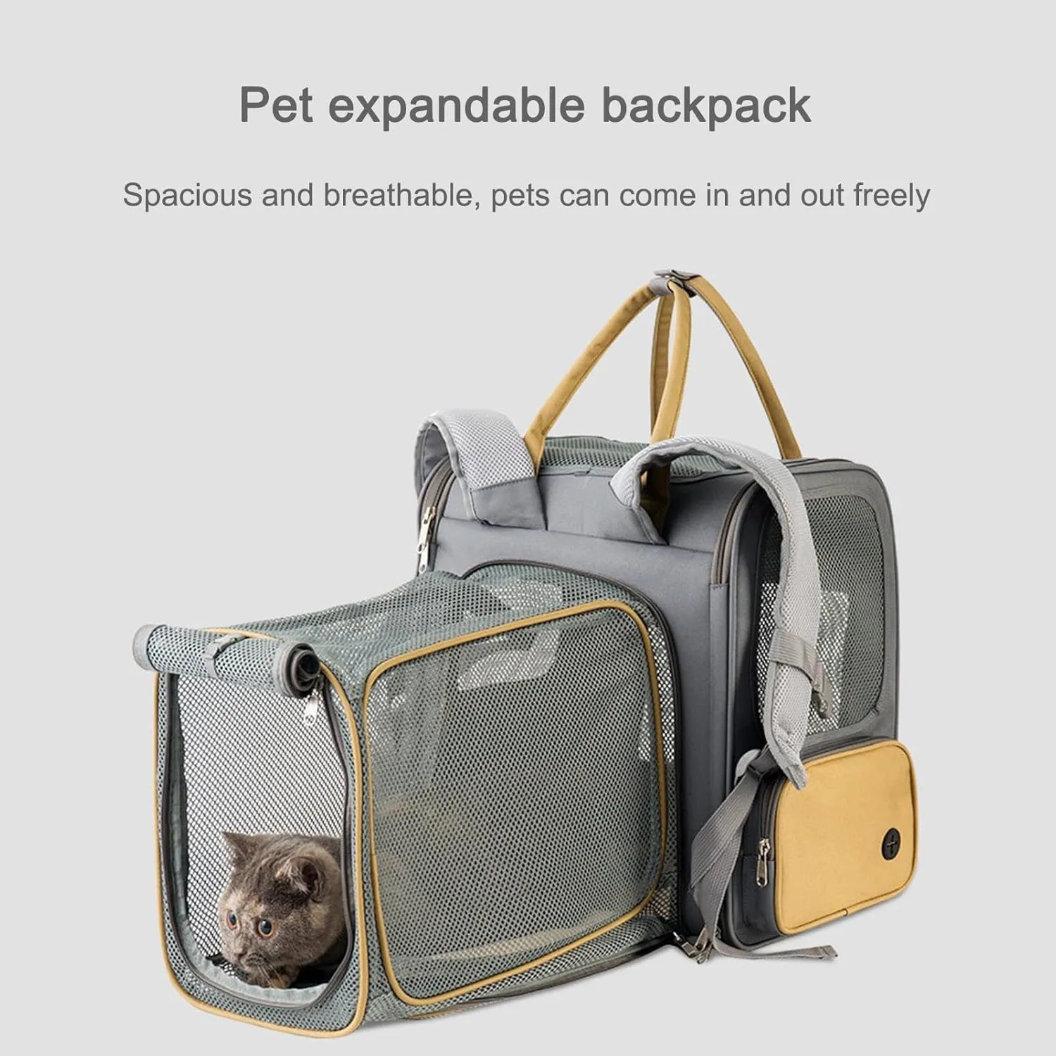 Pet Outing Portable Backpack Expandable Backpack Cat Bag (Dark Gray)