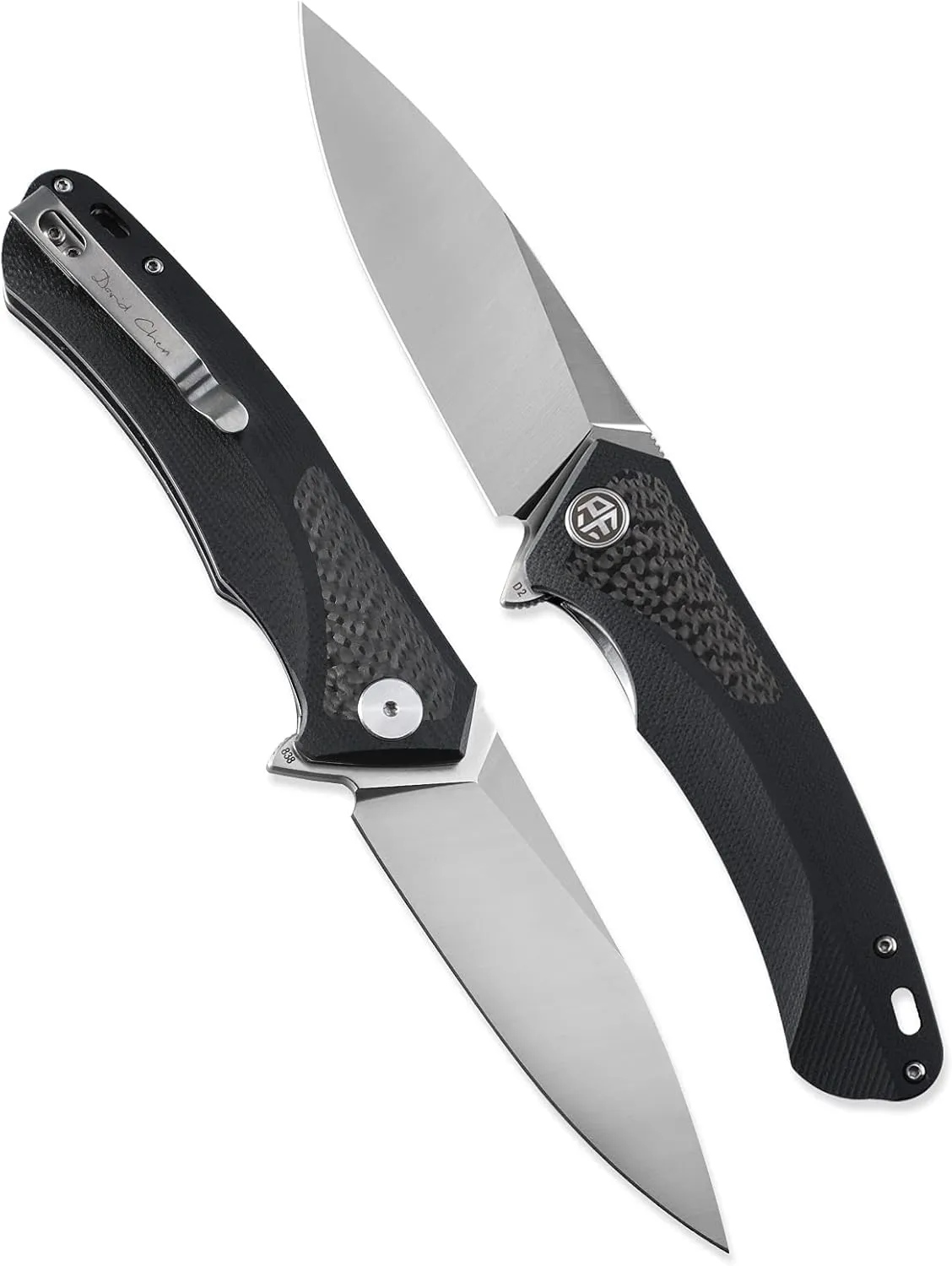 Petrified fish PF838 3.74" D2 steel folding knife outdoor tactical pocket knives G10 handle camping hunting Cutter EDC tool (White Stonewash, White Stonewash)