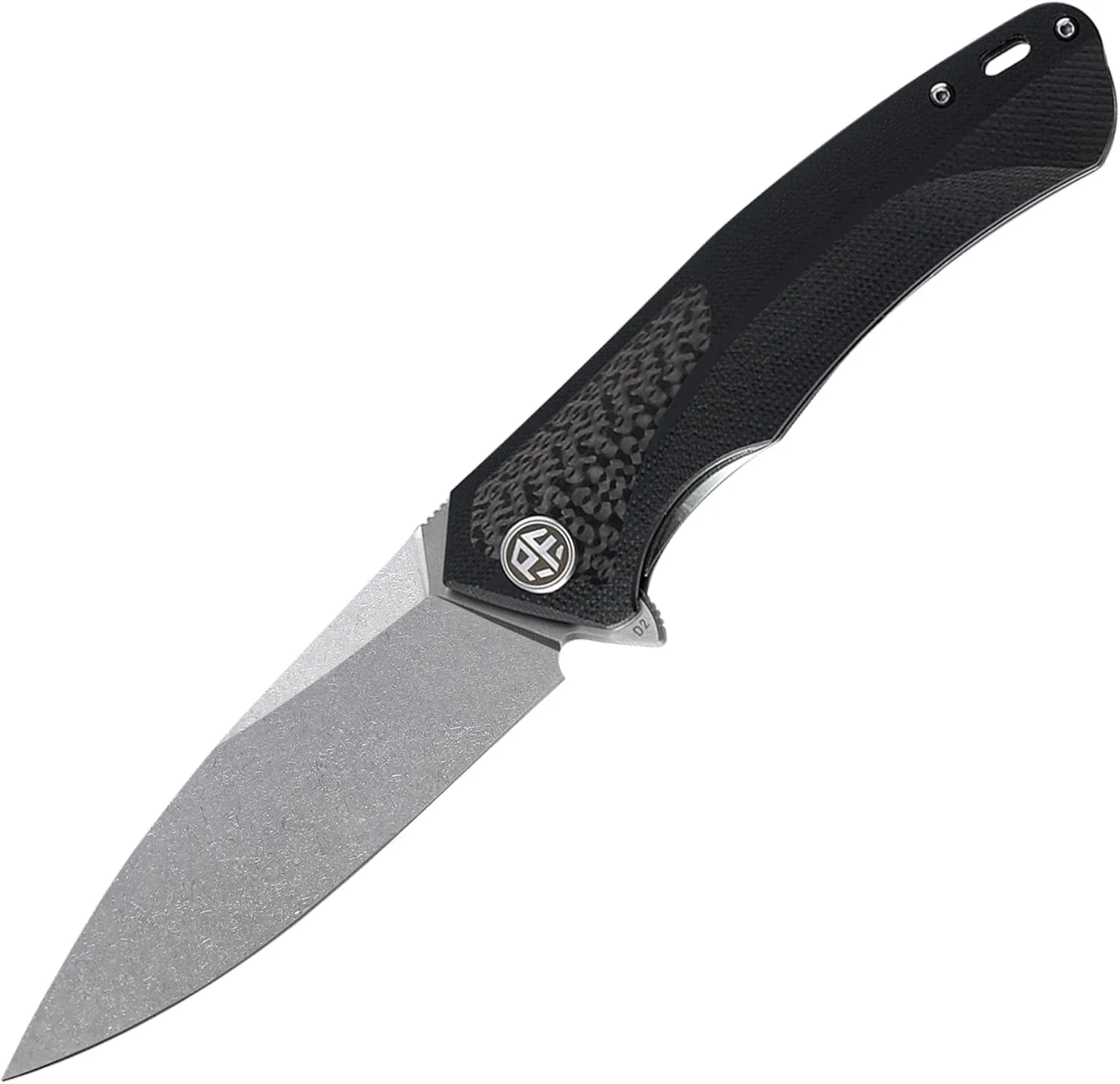 Petrified fish PF838 3.74" D2 steel folding knife outdoor tactical pocket knives G10 handle camping hunting Cutter EDC tool (White Stonewash, White Stonewash)