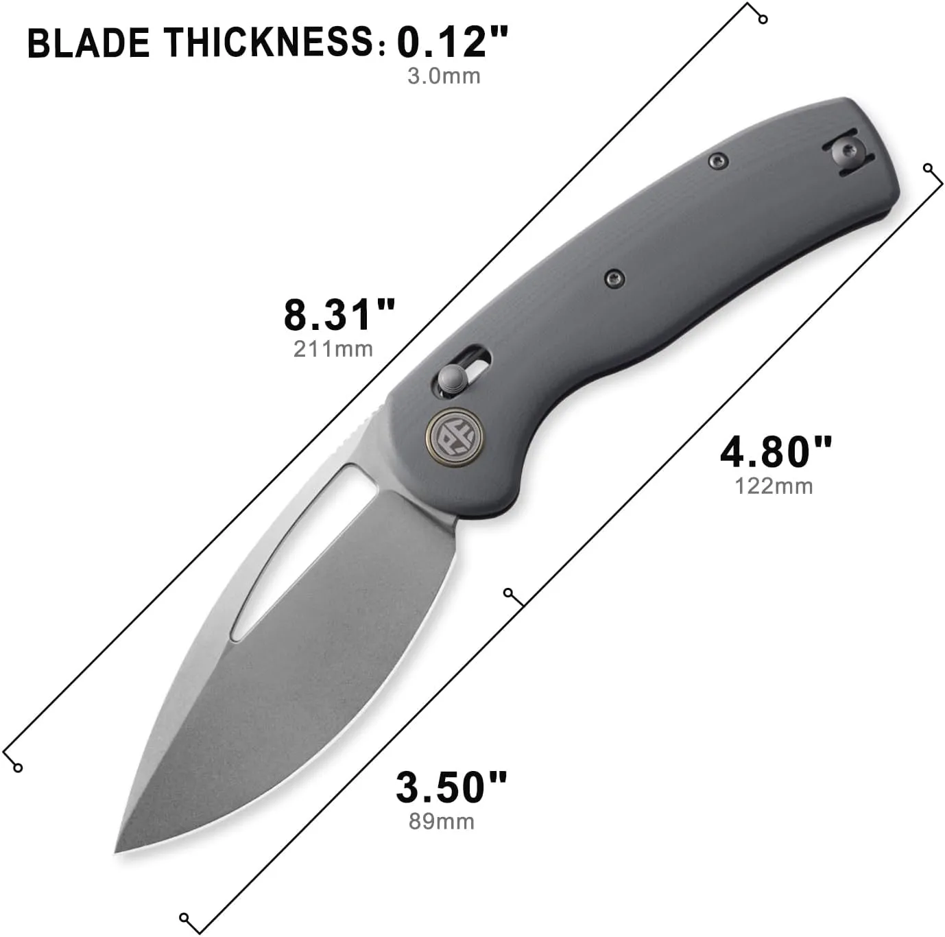 Petrified fish PFP13 Viper Folding Knife,3.5" K110 Steel Stonewashed Blade G10 Handle Pocket Knife for Camping EDC Outdoor (Gray Stonewashed)