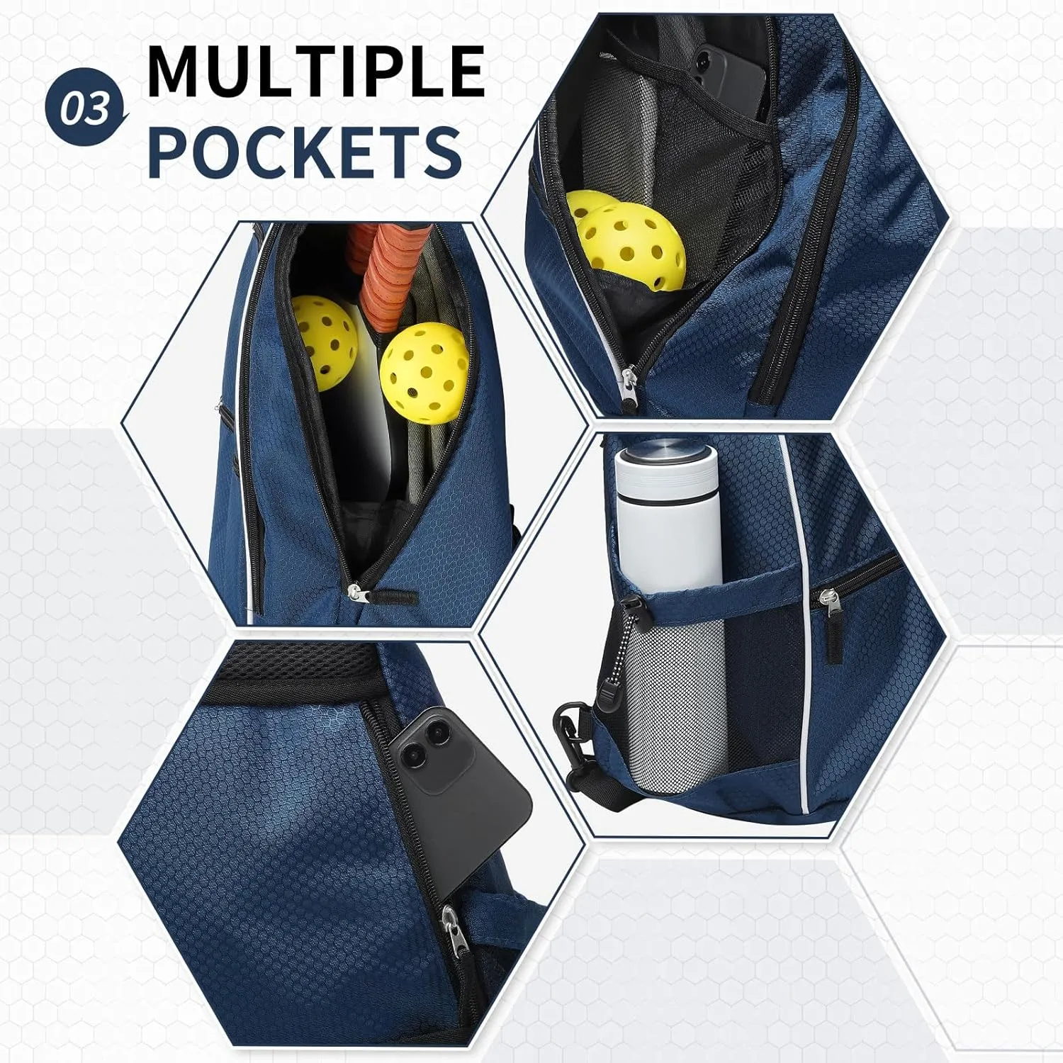 Pickleball Sling Bags 32L Convertible Reversible Paddle Rackets Bag Lightweight Casual Pack for Men Women Ladies (Dark Blue)