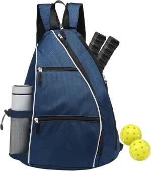 Pickleball Sling Bags 32L Convertible Reversible Paddle Rackets Bag Lightweight Casual Pack for Men Women Ladies (Dark Blue)