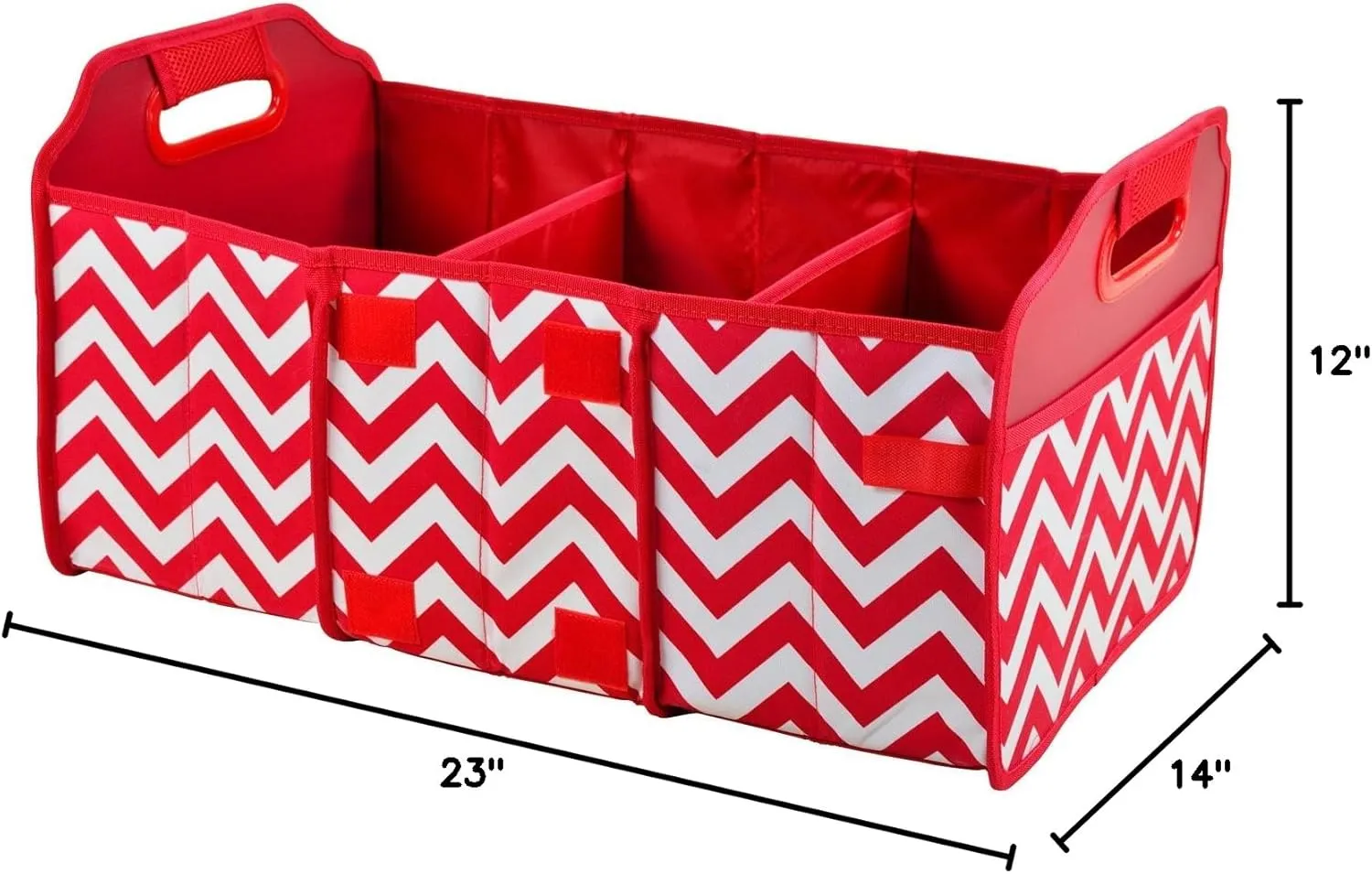 Picnic at Ascot Original Folding Trunk Organizer With Cooler, Red Chevron