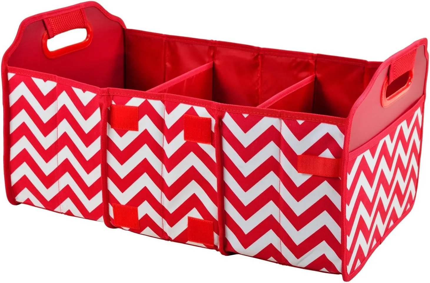 Picnic at Ascot Original Folding Trunk Organizer With Cooler, Red Chevron