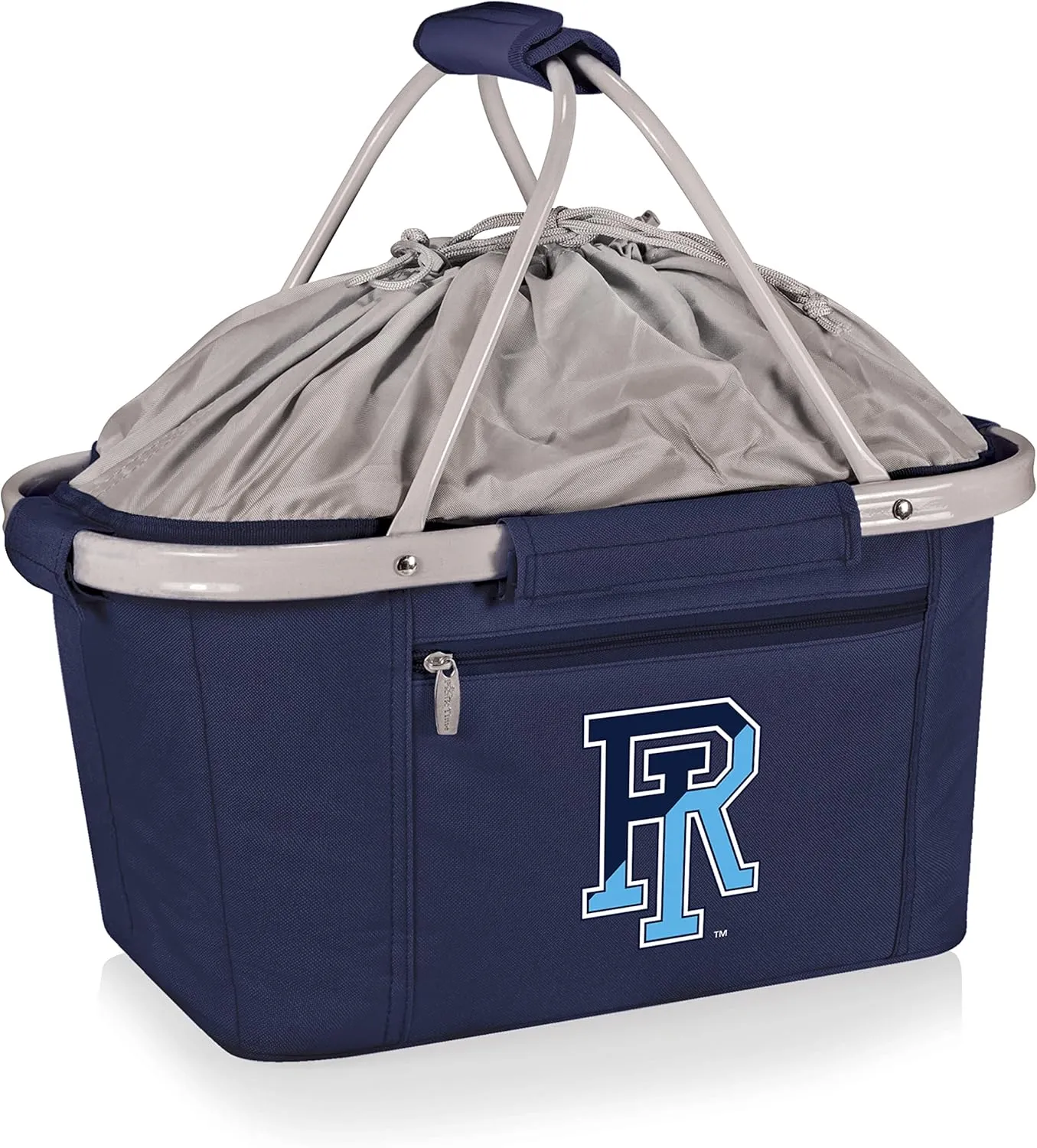 PICNIC TIME NCAA Rhode Island Rams Metro Shopping Basket, Insulated Picnic Basket, Collapsible Market Basket, Utility Tote Cooler Bag, (Navy Blue)