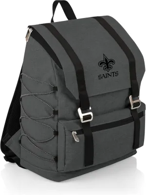 PICNIC TIME NFL New Orleans Saints OTG Traverse Backpack Cooler - Soft Cooler Backpack - Hiking Backpack, (Heathered Gray)