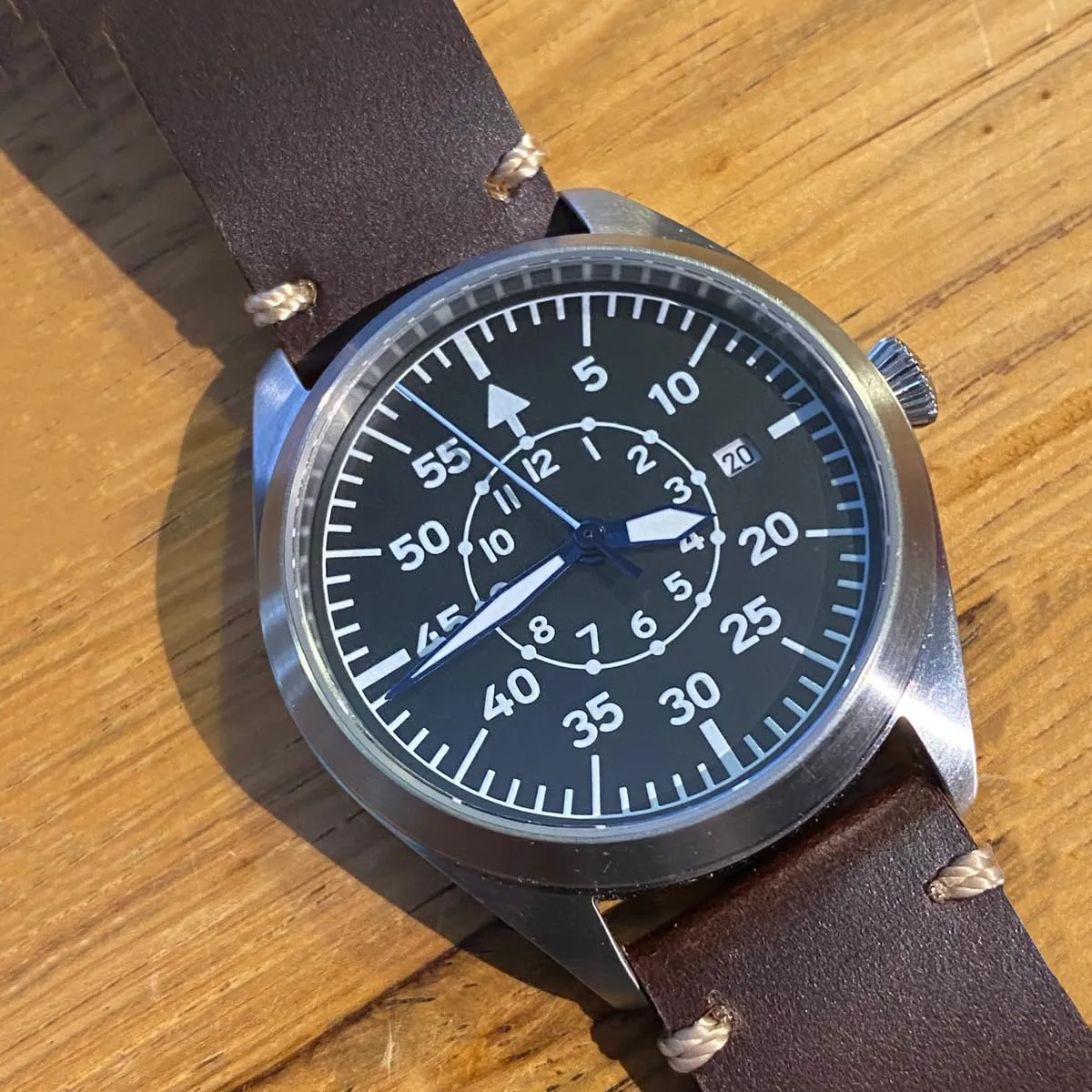 Pilot Watch Men's Aviator Wrist Watch Japan Automatic Movement Mechanical Watches Stainless Steel Case Flieger Timepieces with Luminous Waterproof